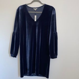 NWT Madewell Blue Velvet Dress Size S
